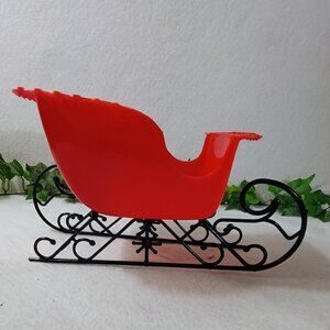 EUC: Vintage Milkis 1960s Red Christmas Sleigh Candy Holder w/ Original Box